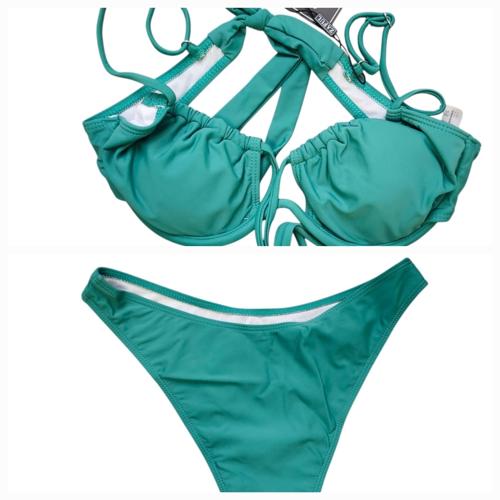 Zaful Forever Young 2PC Green Bikini Size 4